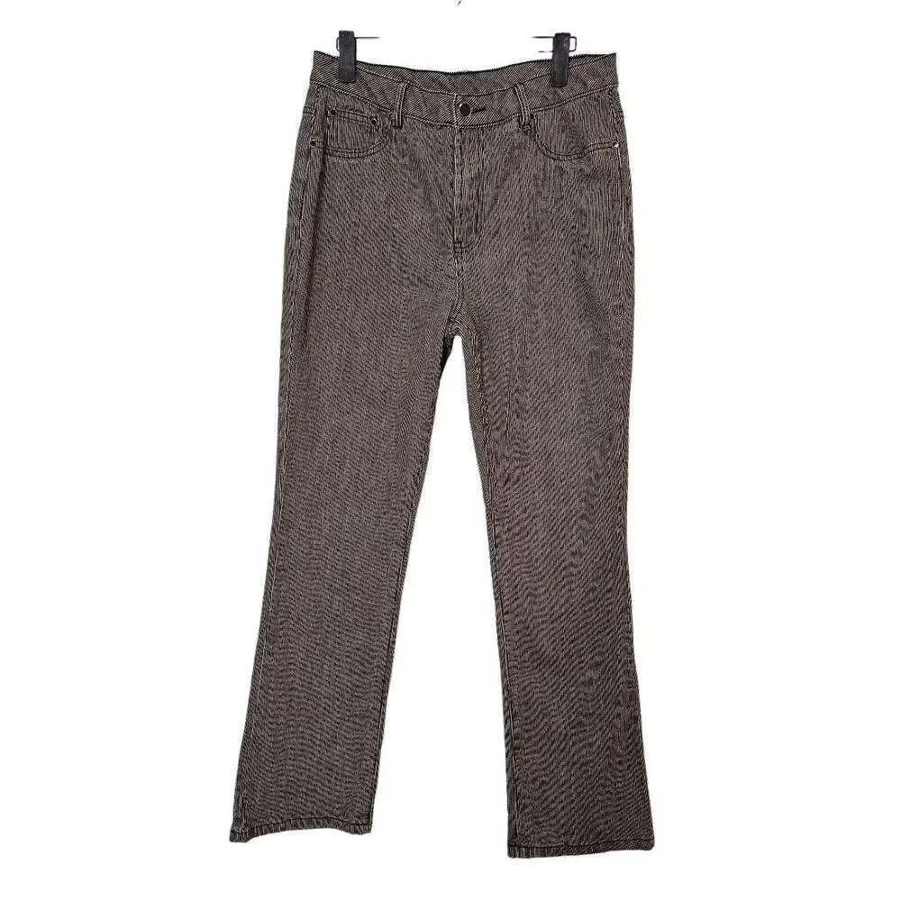 Diane Gillman Dg2 pinstriped straight leg high rise jeans. Size 10.